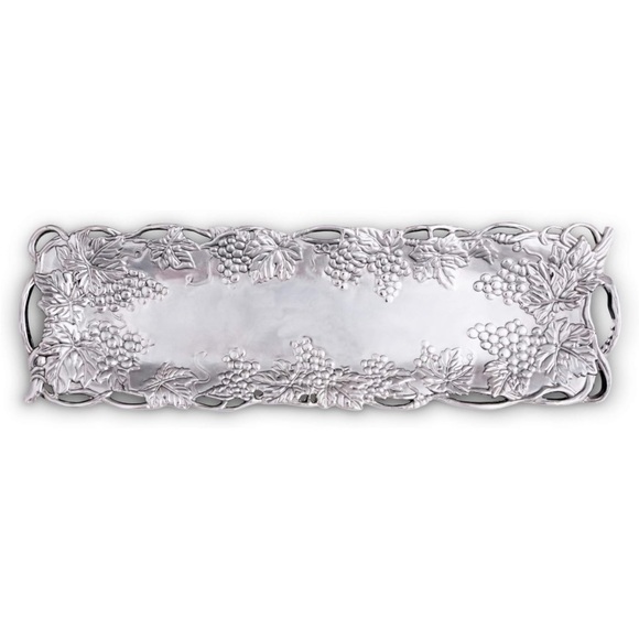 Arthur Court 1995 Grape Leaf Oblong Serving Tray Platter Handles 19”x 6” - Picture 13 of 13